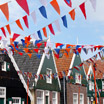 Flags hanging in the town of Marken after a celebration