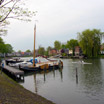 Rowing along the river Vecht in the town of Weesp