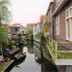A canal between homes in the town of Zaandam, north of Amsterdam