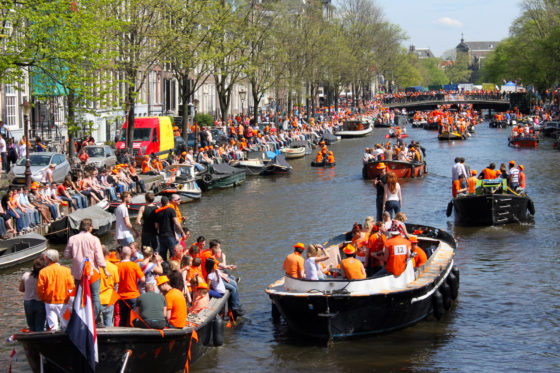 The party on the canals of Amsterdam during King's Day
