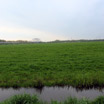The polders west of Muiden with a train bridge over the Amsterdam-Rhine in the distance